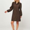 Women Modstrom Dresses And Tunics | Fernando, Cotton Mix Blouse Dress Dark Brown