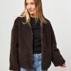 Women Bellerose Outerwear | Helec, Woven Reversible Teddy Jacket Moss Green