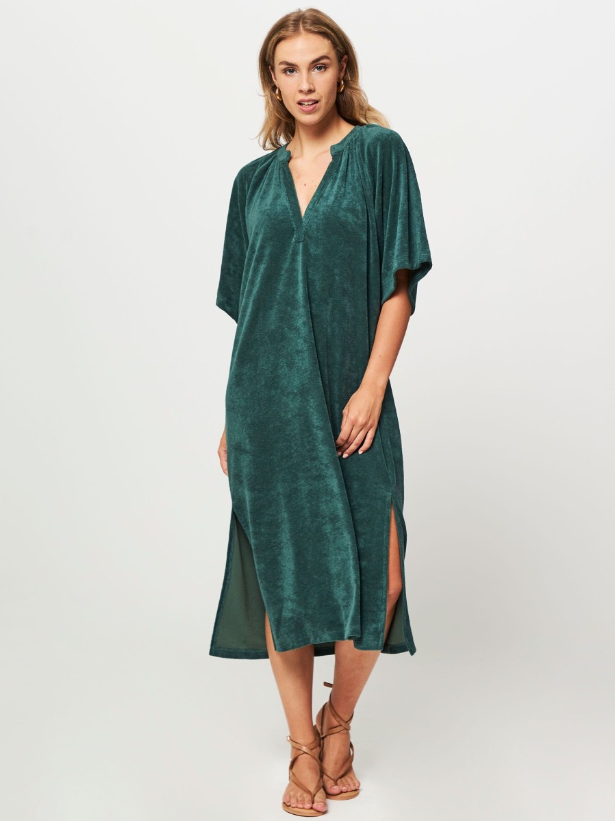 Women By Bar Dresses And Tunics | Louisa, Cotton Mix Terry Dress Dark Green