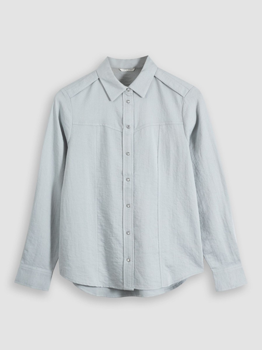 Women Yaya Tops And Blouses | Viscose Mix Blouse Bluegrey