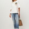 Women Closed Tops And Blouses | Organic Cotton Oversized T-Shirt With Print Off White