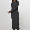 Women Club L’avenir Dresses And Tunics | Stacy, Viscose Mix Melange Two Pieces Rib Dress Dark Grey