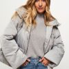 Women Samsoe Samsoe Outerwear | Hana, Woven Padded Coat Silver Colour