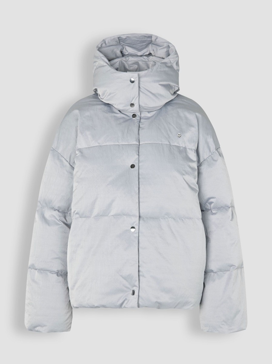 Women Samsoe Samsoe Outerwear | Hana, Woven Padded Coat Silver Colour