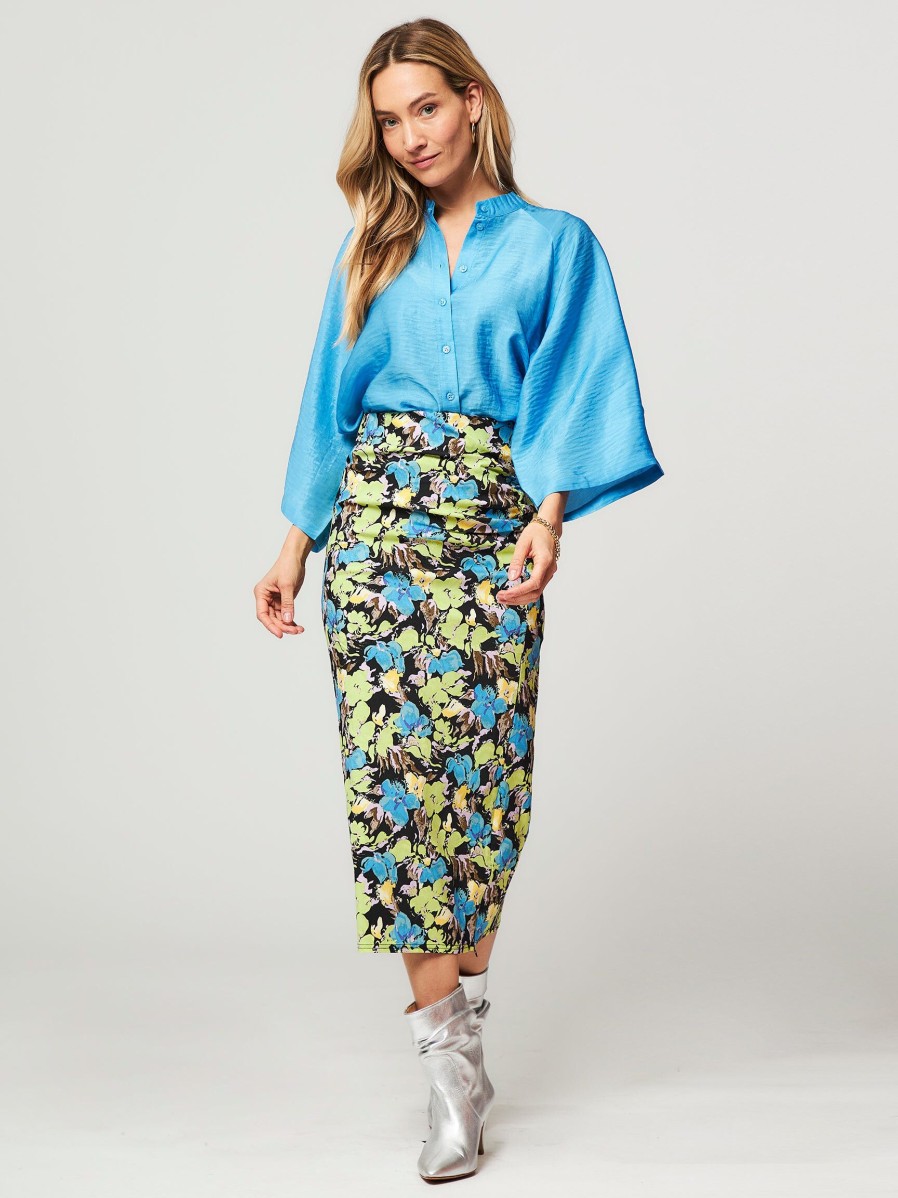 Women Gestuz Skirts | Rosille, Viscose Mix Skirt With Print Lime Green