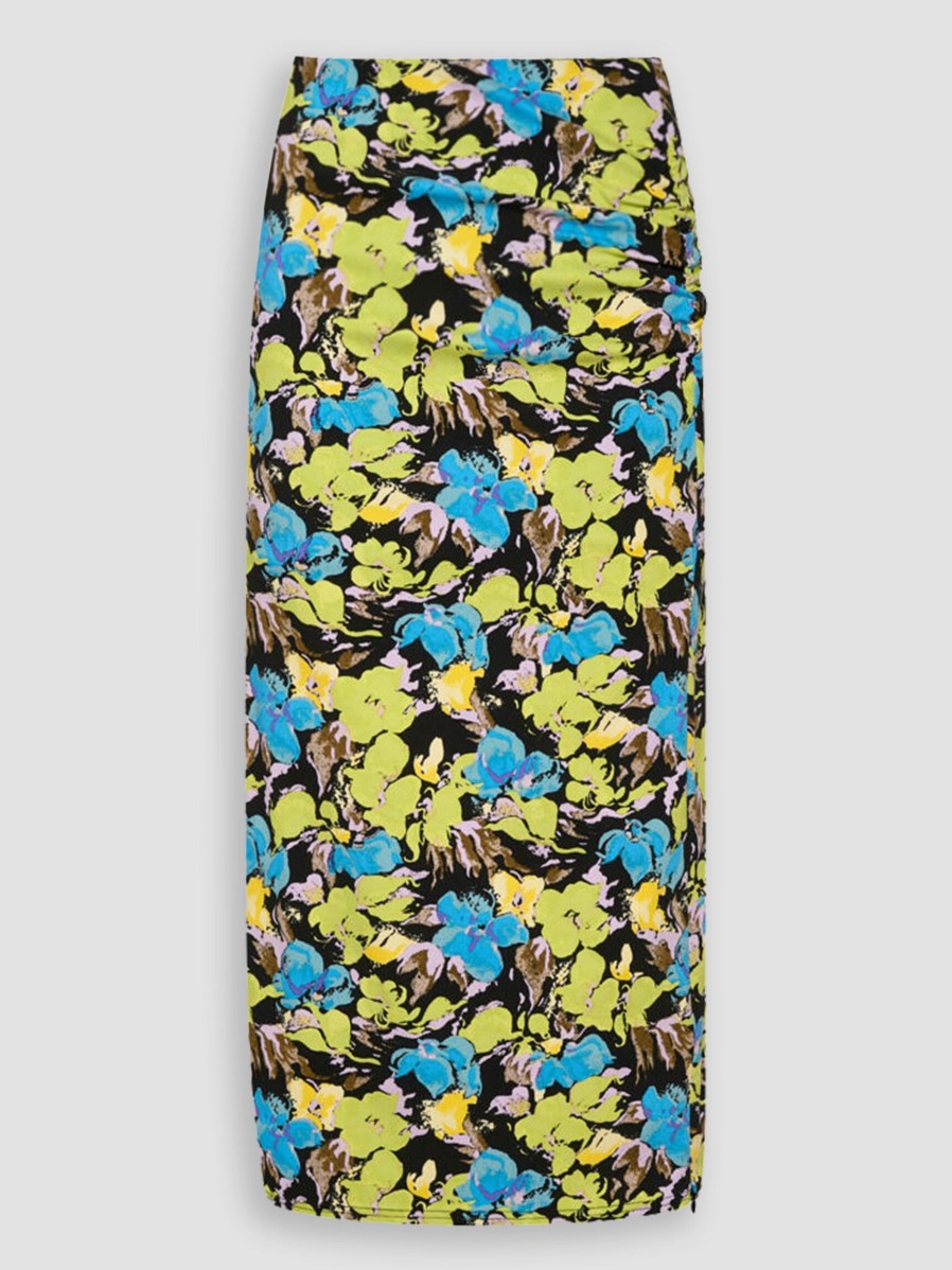 Women Gestuz Skirts | Rosille, Viscose Mix Skirt With Print Lime Green