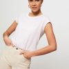 Women Mads Norgaard Tops And Blouses | Teasy, Organic Cotton Slub T-Shirt With Pattern Light Pink