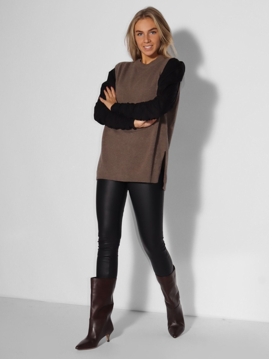 Women Samsoe Samsoe Sweaters And Cardigans | Amary, Wool Melee Spencer Dark Brown