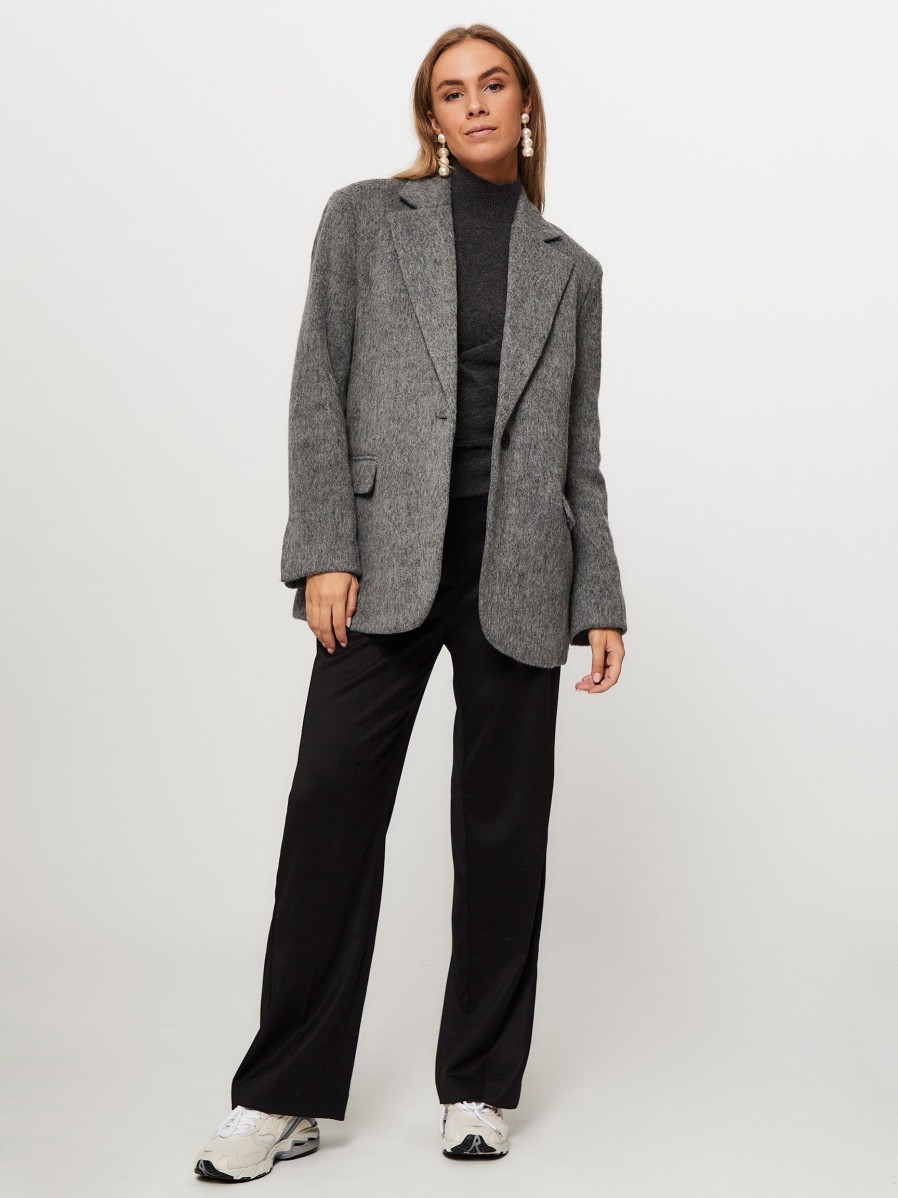 Women Second Female Blazers And Jackets | Sera, Wool Mix Melange Blazer Grey