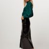 Women Gestuz Skirts | Anafee, Patent Leather Croco A-Line Skirt Black