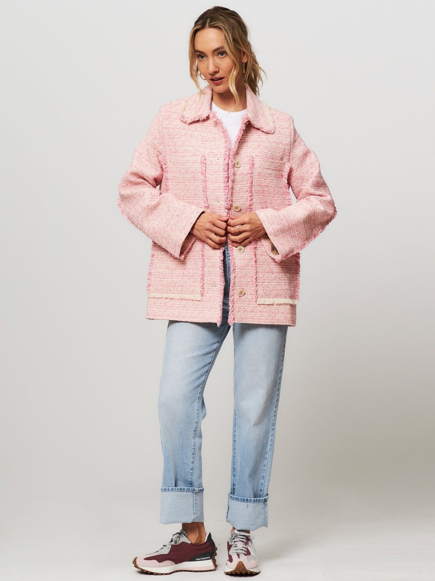 Women Samsoe Samsoe Blazers And Jackets | Tessa, Cotton Mix Tweed Jacket Pink