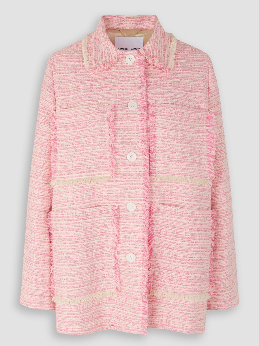 Women Samsoe Samsoe Blazers And Jackets | Tessa, Cotton Mix Tweed Jacket Pink