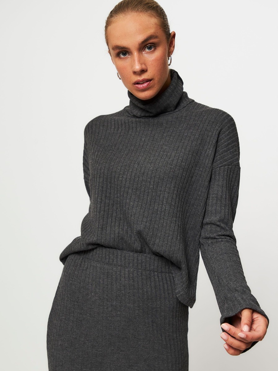 Women Club L’avenir Sweaters And Cardigans | Tove, Viscosemix Melange Turtleneck Grey