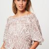 Women Studio Anneloes Tops And Blouses | Alicia, Viscose Mix Off Shoulder Top With Print Mauve