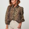 Women Bellerose Tops And Blouses | Howland, Wool Blouse With Print Green/Brown