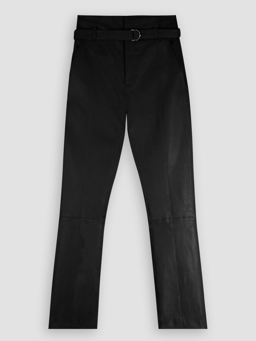 Women Dna Pants And Jumpsuits | Patty, Leather Paperbag Trousers Black