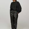 Women Co'Couture Pants And Jumpsuits | Shiloh, Leather Relaxed Fit Trousers Black