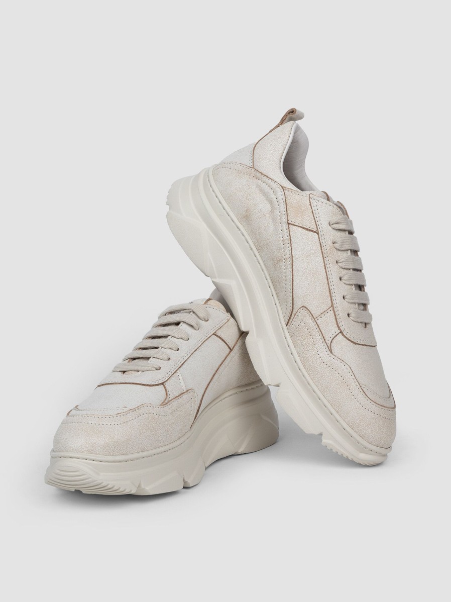 Women Copenhagen Sneakers | Cph40, Cracked Leather Sneakers Ecru