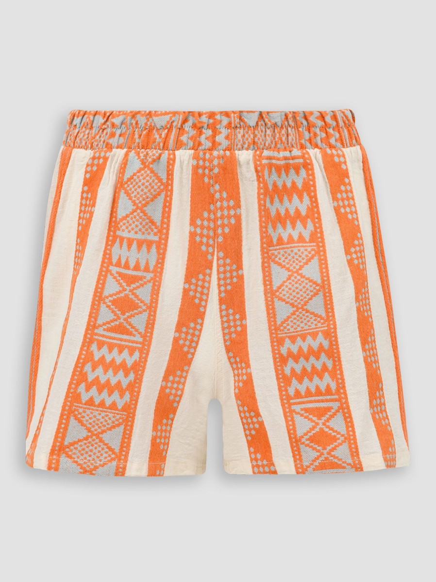 Women Devotion Pants And Jumpsuits | Samiopoli, Cotton Shorts With Pattern Orange