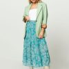 Women Suncoo Skirts | Fiona, Viscose Skirt With Paisley Print Bluegreen