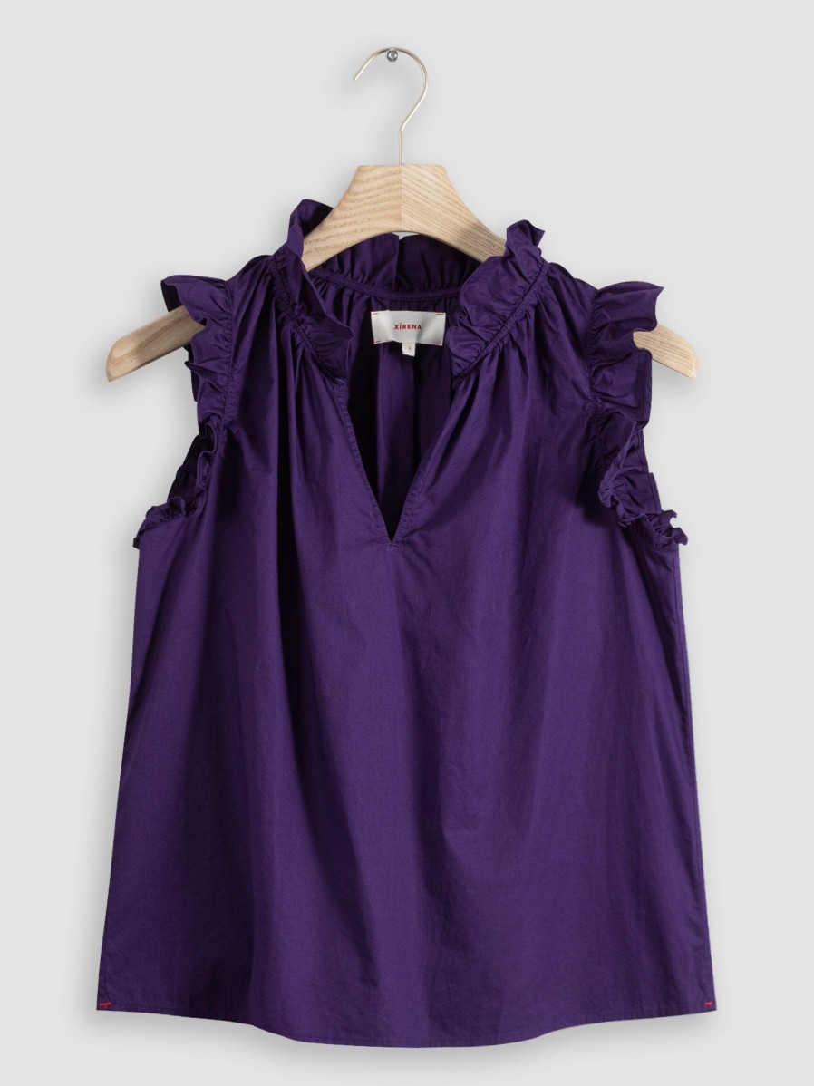 Women Xirena Tops And Blouses | Bex, Cotton Poplin Top Purple