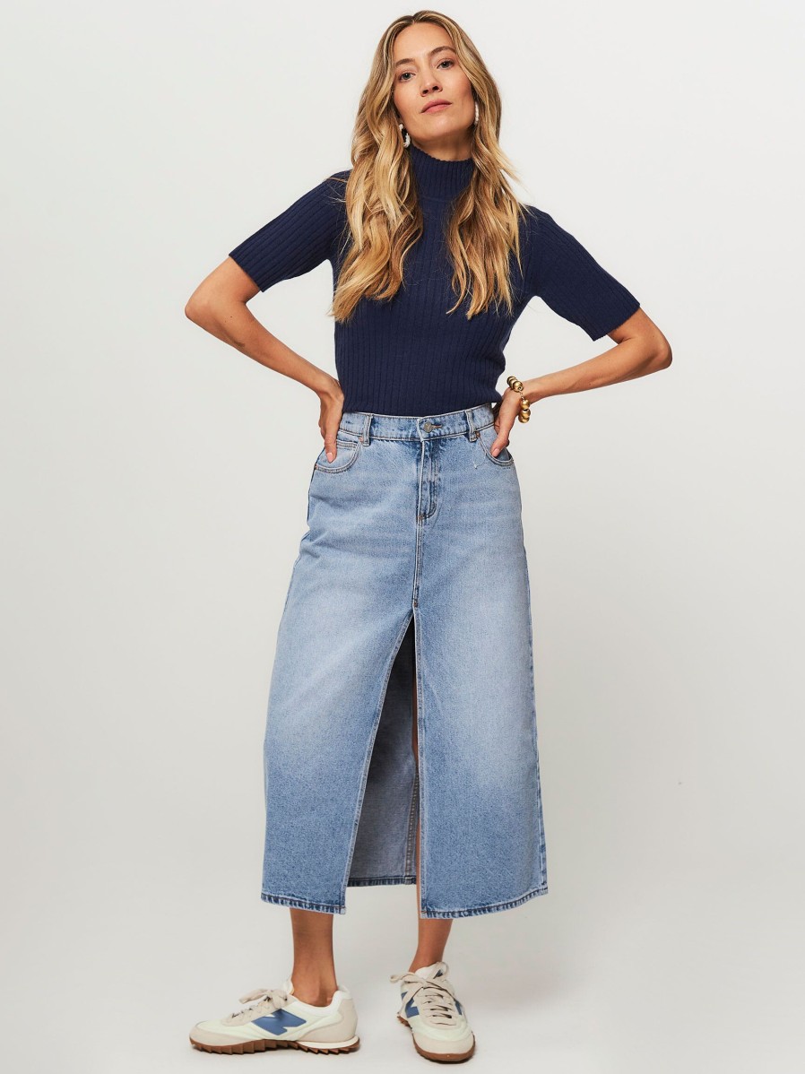 Women Abrand Skirts | Sylvie, Low Waist Denim Skirt Blue