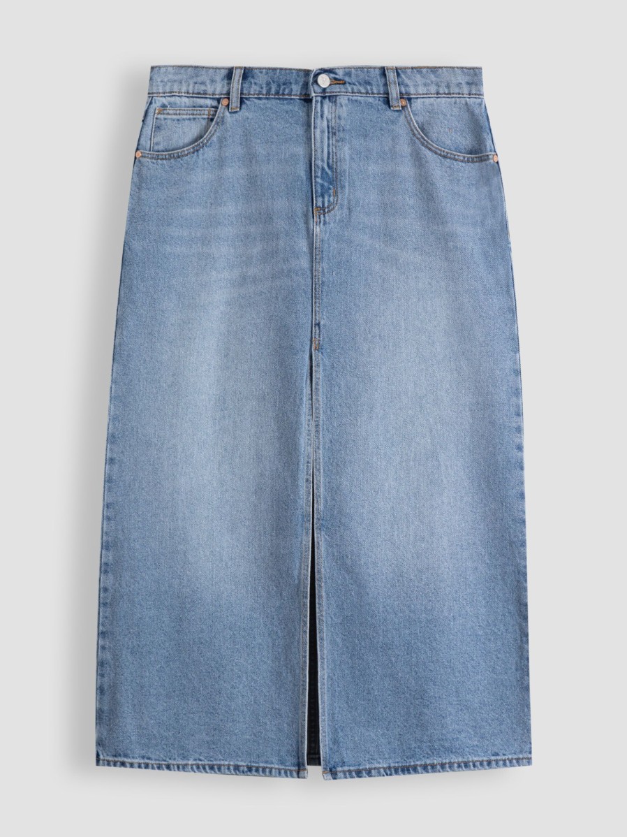 Women Abrand Skirts | Sylvie, Low Waist Denim Skirt Blue