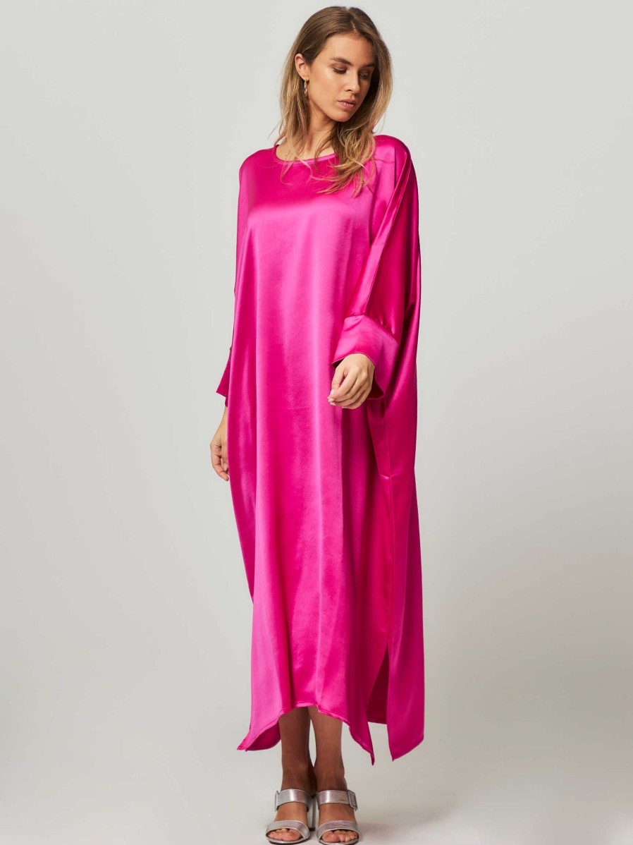 Women Sea Me Happy Dresses And Tunics | Soraya, Woven Shiny Dress Bright Pink