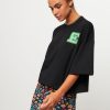 Women Essentiel Antwerp Tops And Blouses | Etna, Organic Cotton Oversize T-Shirt With Print Black