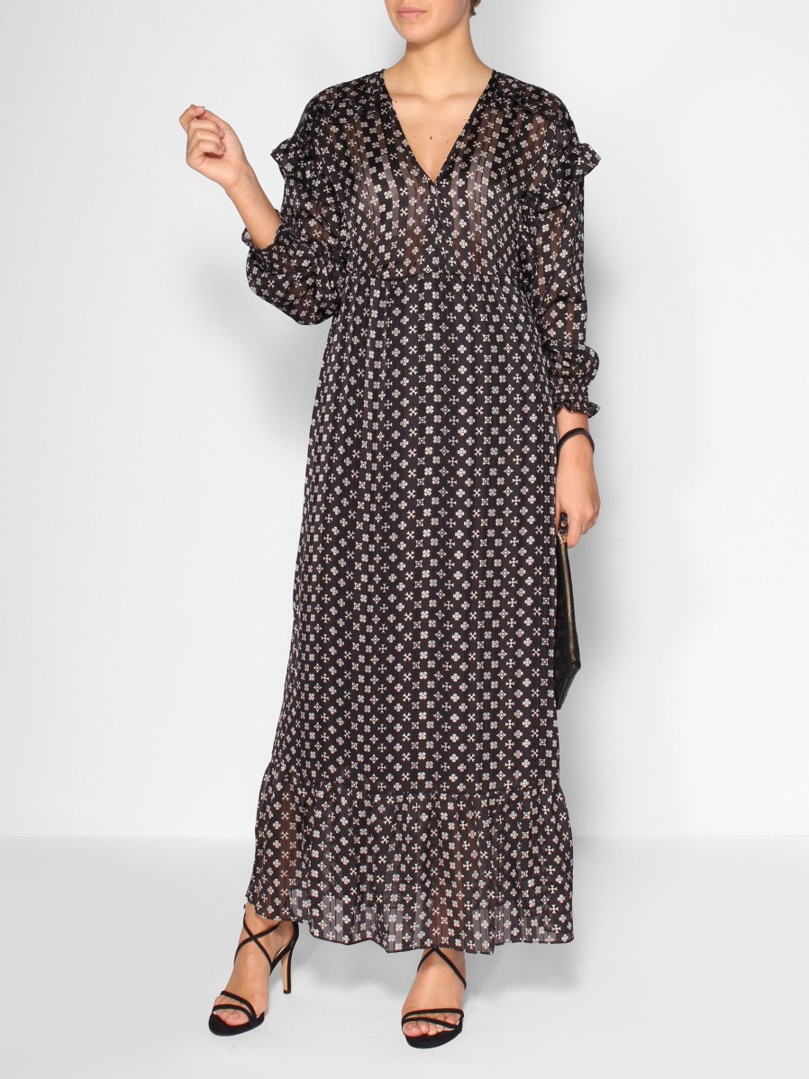 Women Scotch & Soda Women Dresses And Tunics | Woven Dress With Print Black