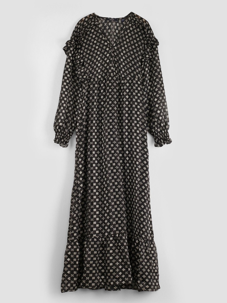 Women Scotch & Soda Women Dresses And Tunics | Woven Dress With Print Black