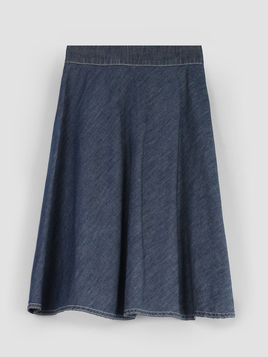 Women Mads Norgaard Skirts | Stelly, Organic Cotton Denim A-Line Skirt Blue