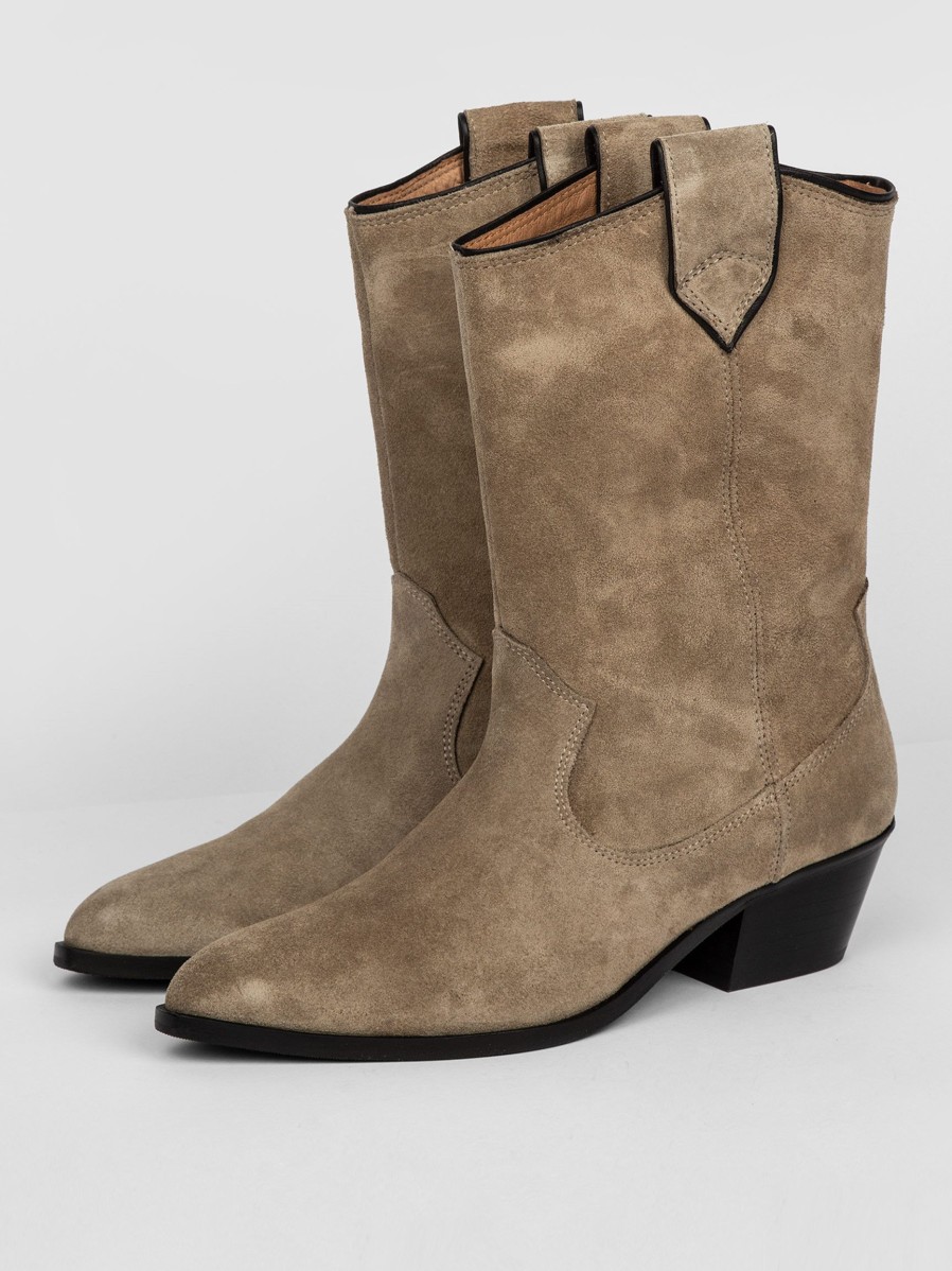 Women Anonymous Copenhagen Boots | Saseline, Suede Western Boots Taupe