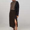 Women Humanoid Skirts | Baylee, Cupro/Viscose Mix Skirt With Pattern Dark Brown