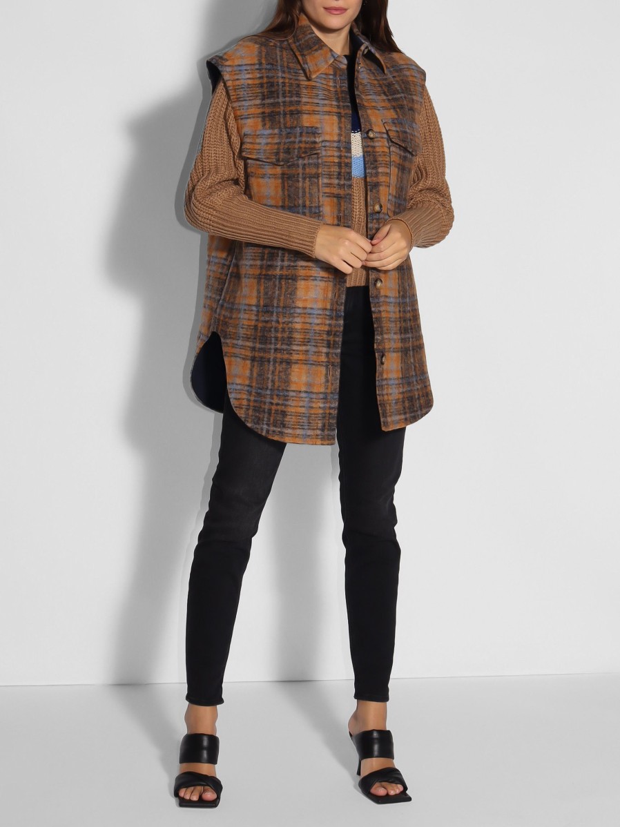 Women Second Female Blazers And Jackets | Azucena, Wool Mix Gilet With Pattern Cognac