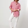 Women Denham Tops And Blouses | Olivia, Cotton Mix Striped Blouse Pink