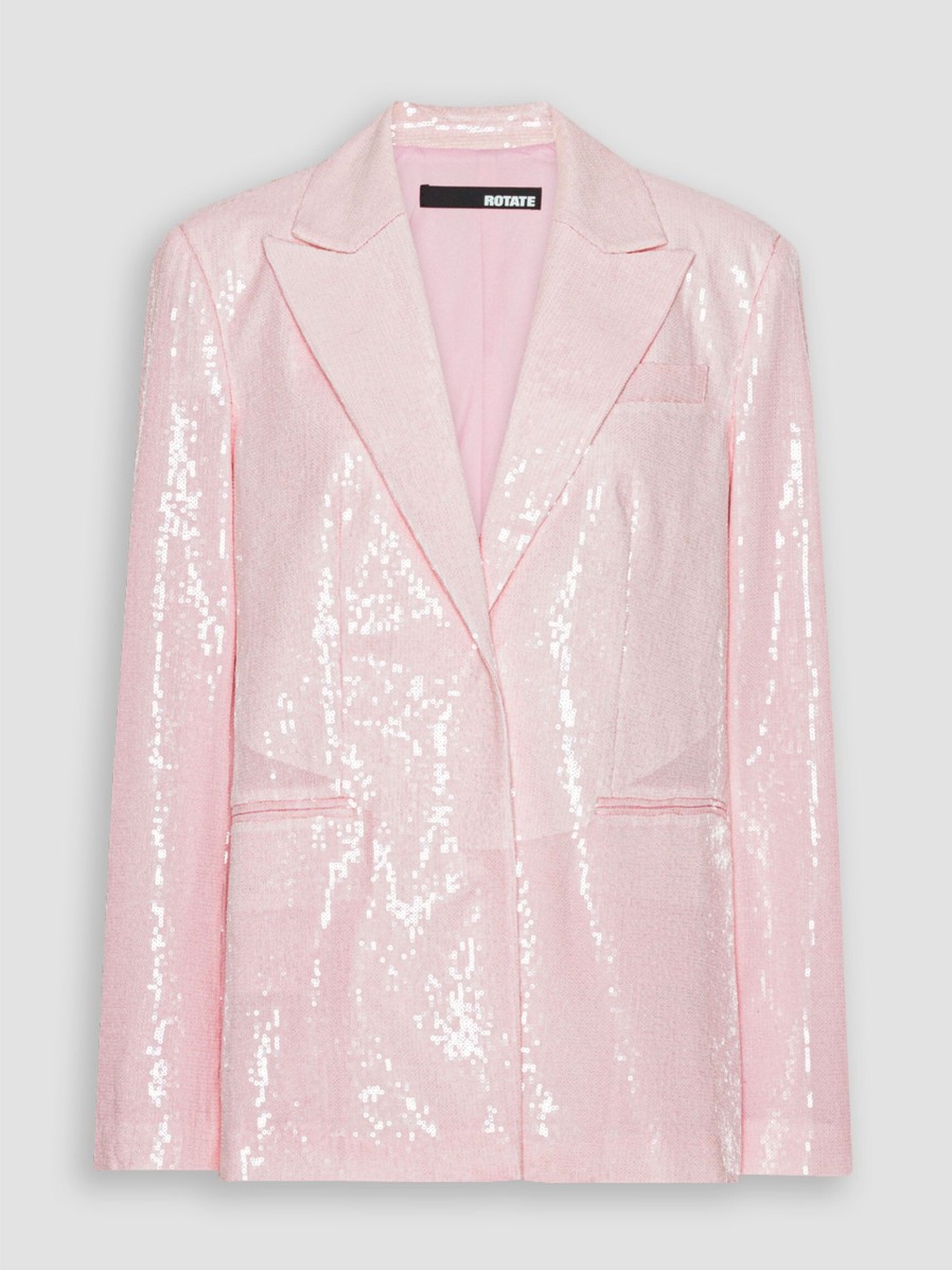 Women Rotate Birger Christensen Blazers And Jackets | Oxyfame, Woven Sequins Blazer Light Pink