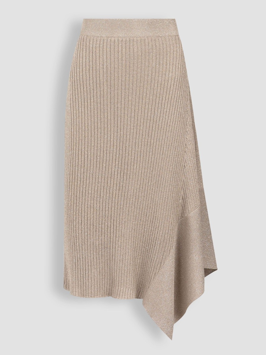 Women Alchemist Skirts | Wave, Viscose Mix Rib Skirt With Lurex Champagne