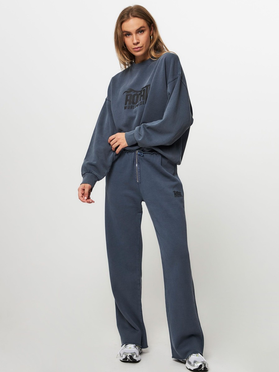 Women Rotate Birger Christensen Pants And Jumpsuits | Danicasa, Organic Cotton Low Waist Sweat Pants Bluegrey