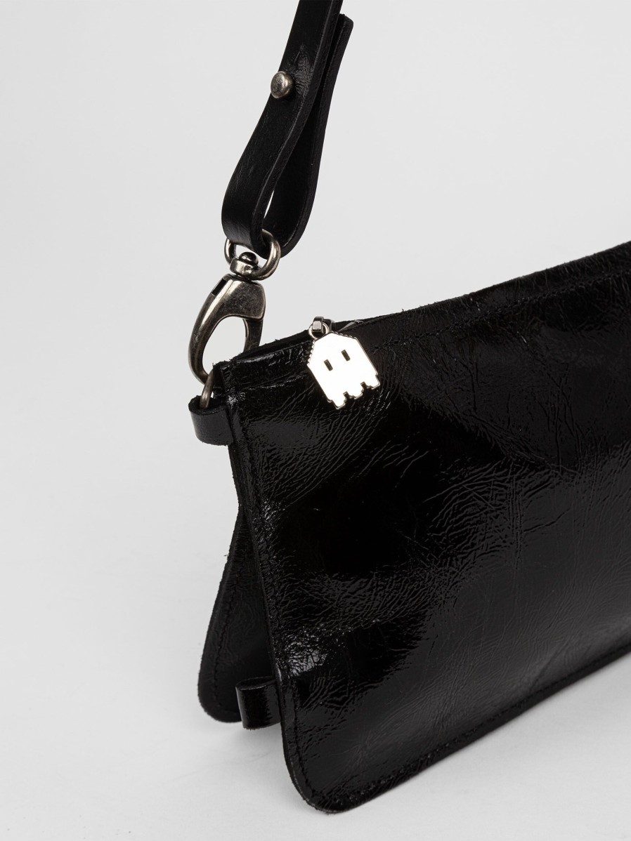 Women Ellen Truijen Bags | Hipster, Patent Leather Shoulder/Crossbody Bag Black