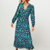 Women Fabienne Chapot Dresses And Tunics | Natalia, Viscose Mix Wrap Over Dress With Print Green