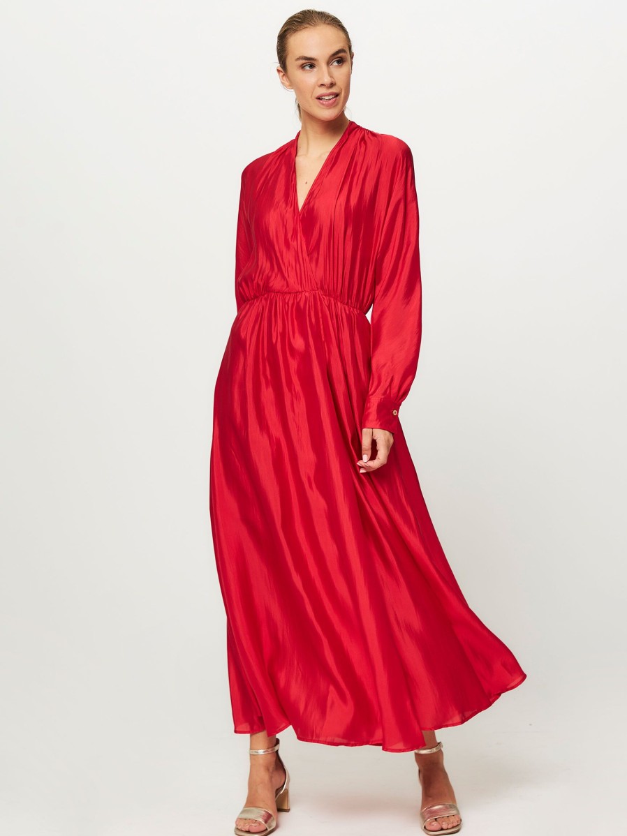 Women forte_forte Dresses And Tunics | Silk Mix Maxi Dress Red