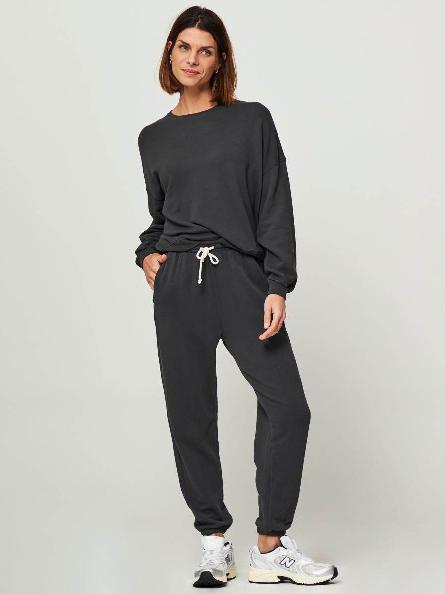 Women American Vintage Pants And Jumpsuits | Hapylife, Cotton Mix Sweat Pants Dark Grey