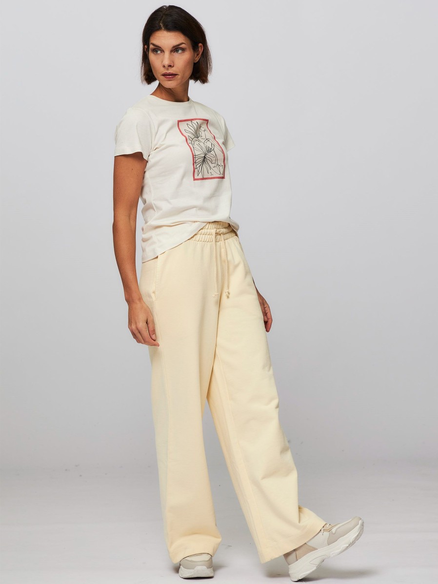 Women Won Hundred Pants And Jumpsuits | Lexi, Organic Cotton Flared Fit Sweat Pants Light Yellow