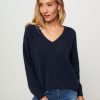 Women Majestic Filatures Sweaters And Cardigans | Wool Mix Jumper Dark Blue