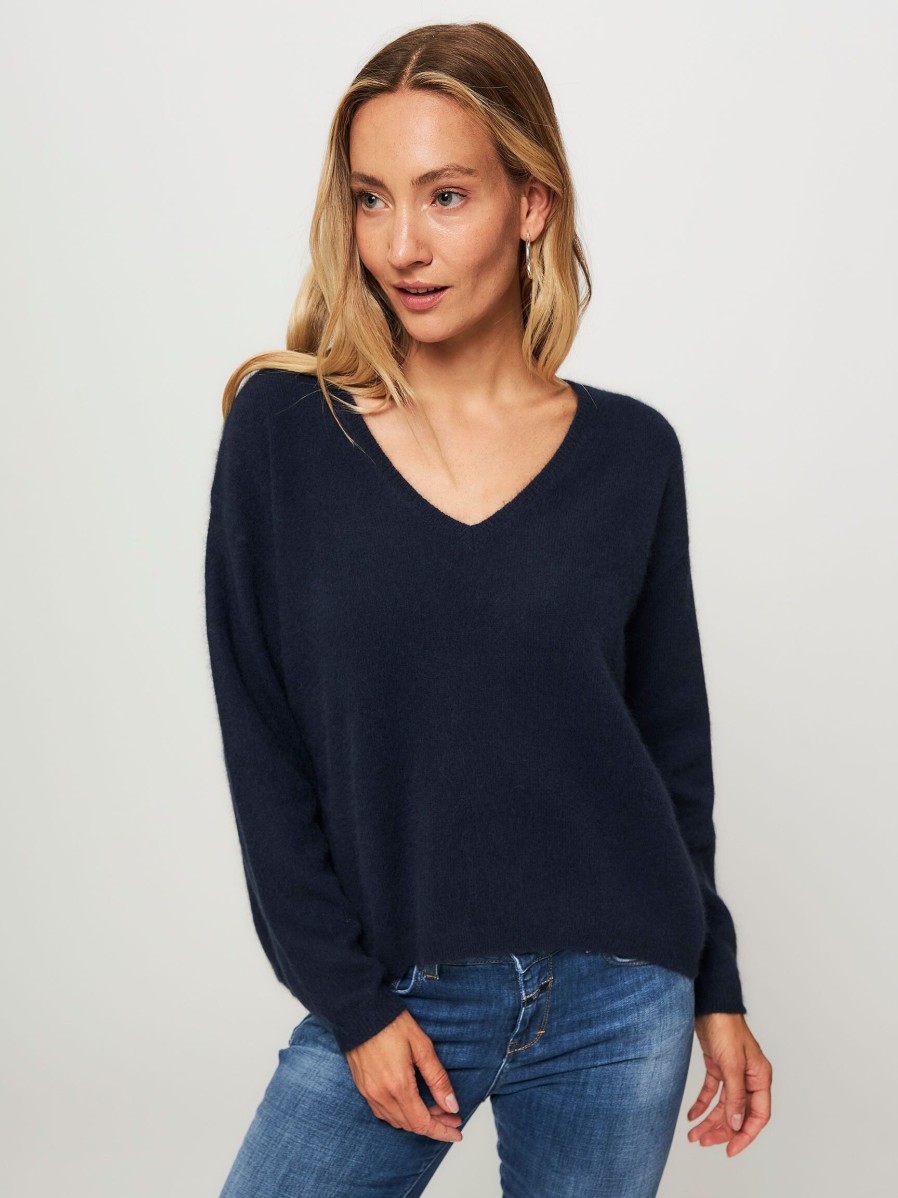 Women Majestic Filatures Sweaters And Cardigans | Wool Mix Jumper Dark Blue