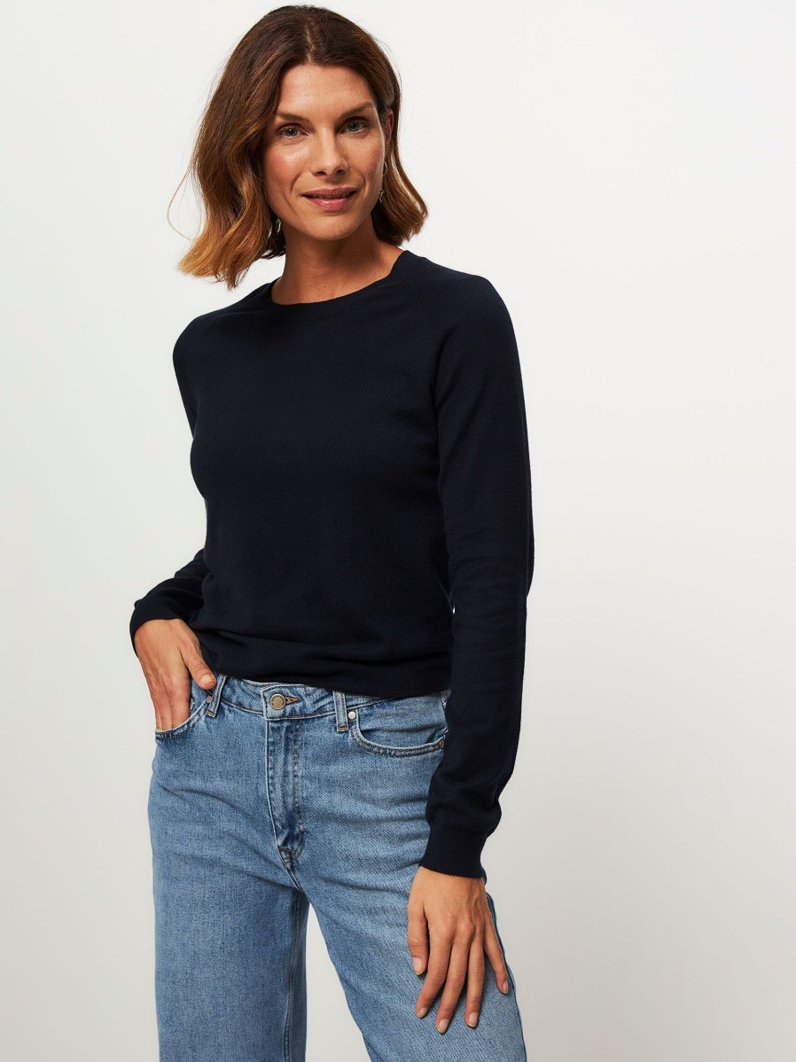 Women Majestic Filatures Sweaters And Cardigans | Cotton Mix Jumper Dark Blue