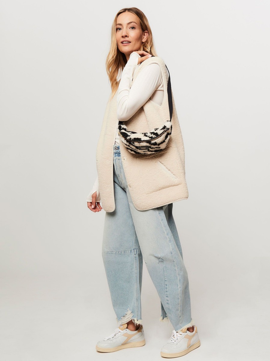 Women Wouf Bags | Arctic, Teddy Shoulderbum Bag With Pattern Off White