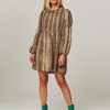 Women Ganni Dresses And Tunics | Woven Dress With Snake Print Sand