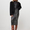 Women Essentiel Antwerp Skirts | Esparkling, Elastic Skirt With Metallic Print Black